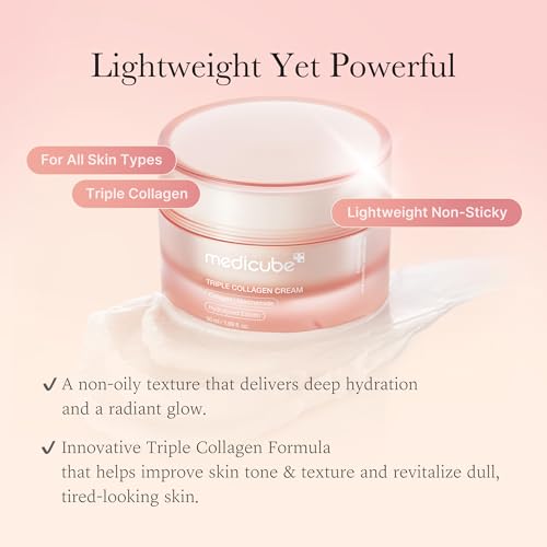 medicube Triple Collagen Nourish and Hydrate Duo: Triple Collagen Cream and Triple Collagen Serum | Niacinamide, Hyaluronic Acid for Glowing, Fimer-Looking Skin | Korean Skin Care