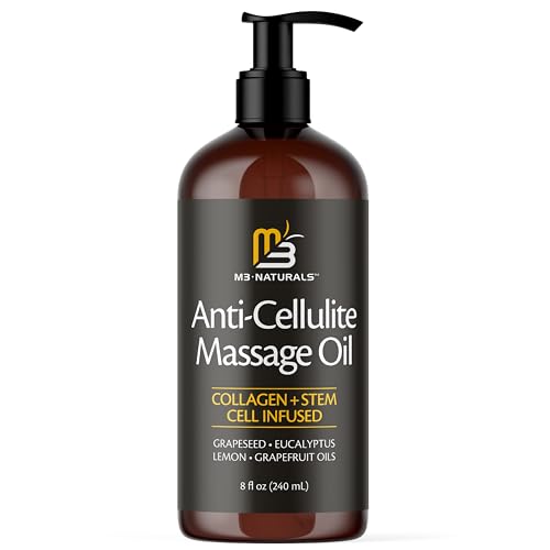 Firming Body Massage Oil with Collagen & Stem Cell – Helps Smooth The Appearance of Cellulite & Improve Skin Texture – Refreshing Aromatherapy Body Oil for Legs & Full Body – 16 Fl Oz