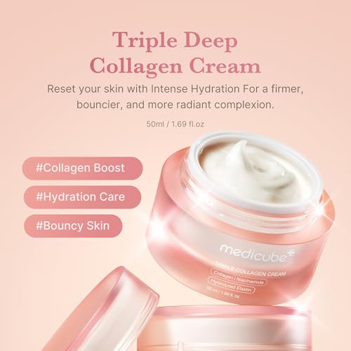 medicube Triple Collagen Nourish and Hydrate Duo: Triple Collagen Cream and Triple Collagen Serum | Niacinamide, Hyaluronic Acid for Glowing, Fimer-Looking Skin | Korean Skin Care