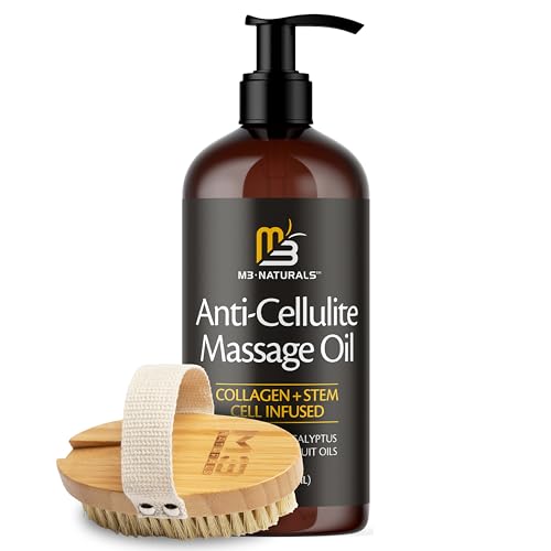 Firming Body Massage Oil with Collagen & Stem Cell – Helps Smooth The Appearance of Cellulite & Improve Skin Texture – Refreshing Aromatherapy Body Oil for Legs & Full Body – 16 Fl Oz