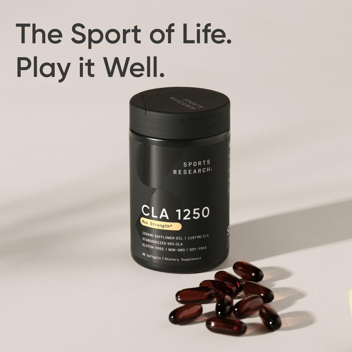 Sports Research CLA - 1250mg with Active Conjugated Linoleic Acid for Men and Women | Non-GMO, Soy & Gluten Free - 95% (180 Softgels)…
