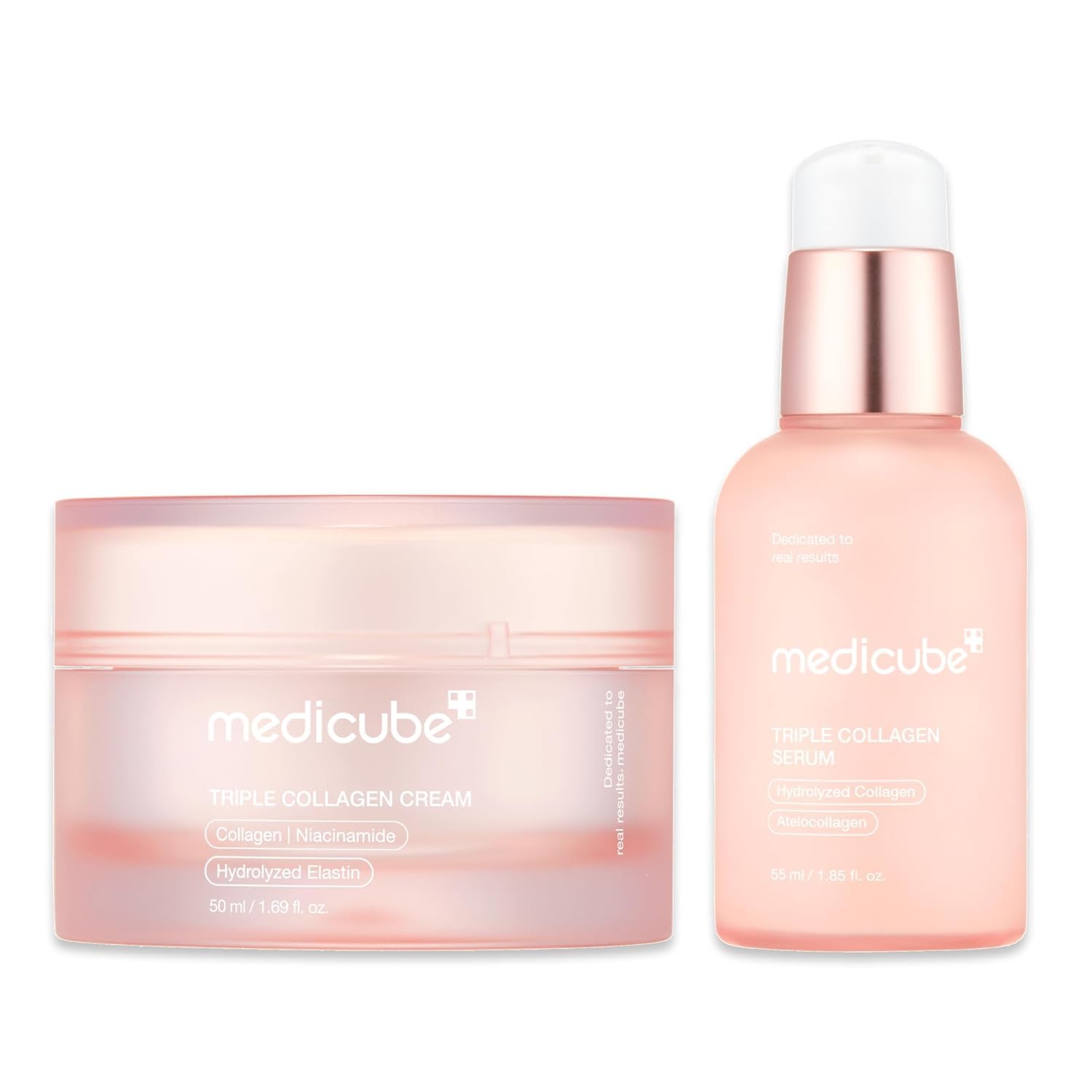 medicube Triple Collagen Nourish and Hydrate Duo: Triple Collagen Cream and Triple Collagen Serum | Niacinamide, Hyaluronic Acid for Glowing, Fimer-Looking Skin | Korean Skin Care