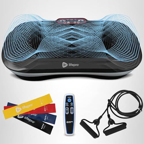 Lifepro Waver Vibration Plate Exercise Machine for Lymphatic Drainage, Muscle Activation, Full-Body Workout Vibrating Platform with Loop Bands, Fitness Equipment for Strength Toning & Fat Loss