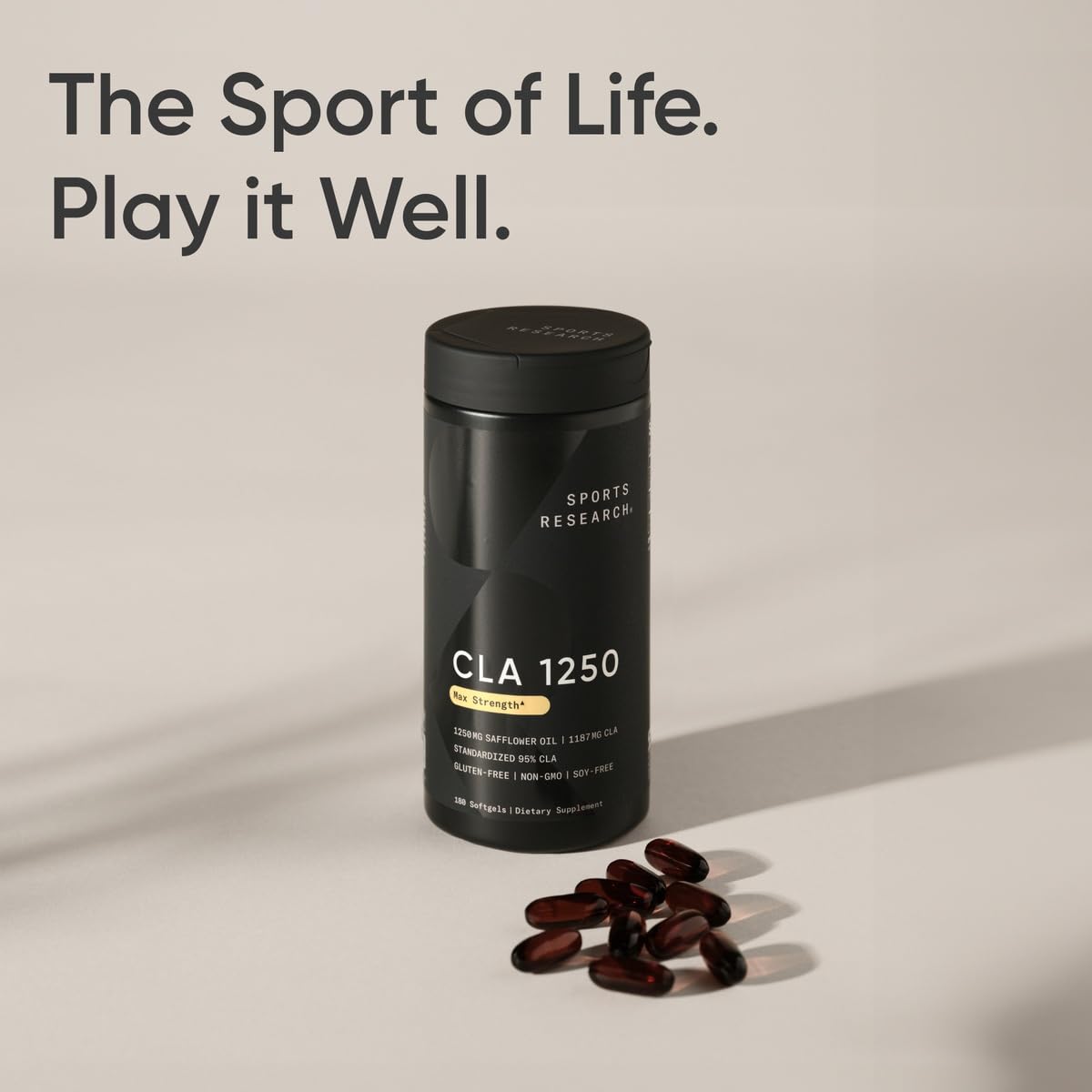 Sports Research CLA - 1250mg with Active Conjugated Linoleic Acid for Men and Women | Non-GMO, Soy & Gluten Free - 95% (180 Softgels)…