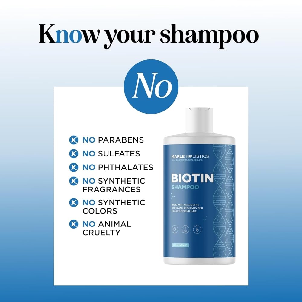Rosemary and Biotin Shampoo for Thinning Hair - Vegan Volumizing Shampoo for Fine Hair with B Vitamins Argan Oil & Tea Tree Essential Oil - Paraben Silicone and Sulfate Free Vegan Formula (8 Fl Oz)