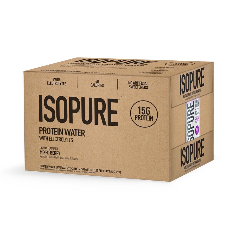 Isopure Clear Whey Isolate Protein Powder, Lactose Free, Gluten Free, Naturally Flavored, Mixed Berry, 20g Protein Per Serving, 14.1 Oz, 16 Servings (Packaging May Vary)