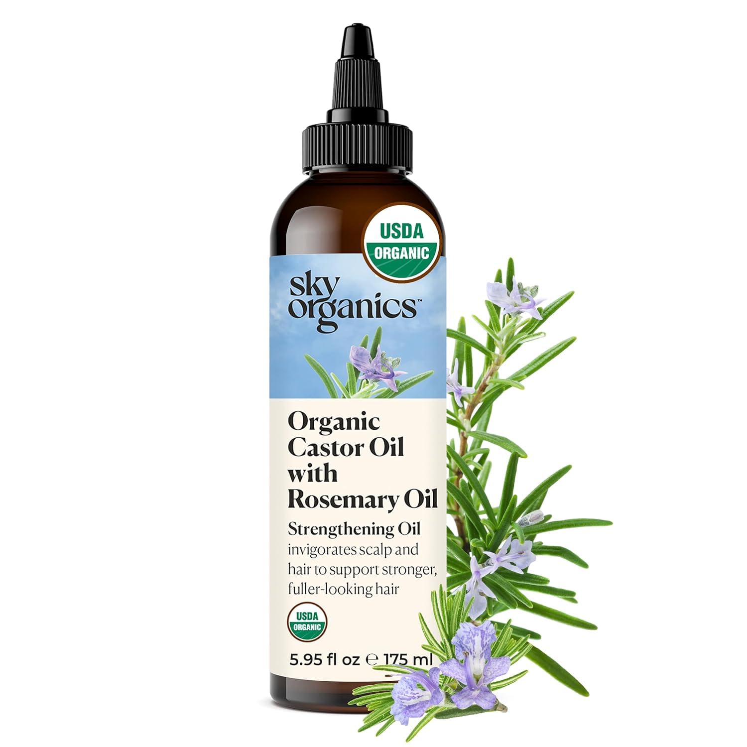 Sky Organics Castor Oil - USDA Certified Organic Hair Oil for Hair Growth, Skin, Face, Eyelashes - Cold Pressed & Hexane Free - Pure Organic Castor Oil Pack Wrap - Carrier & Hair Treatment Oil -16oz