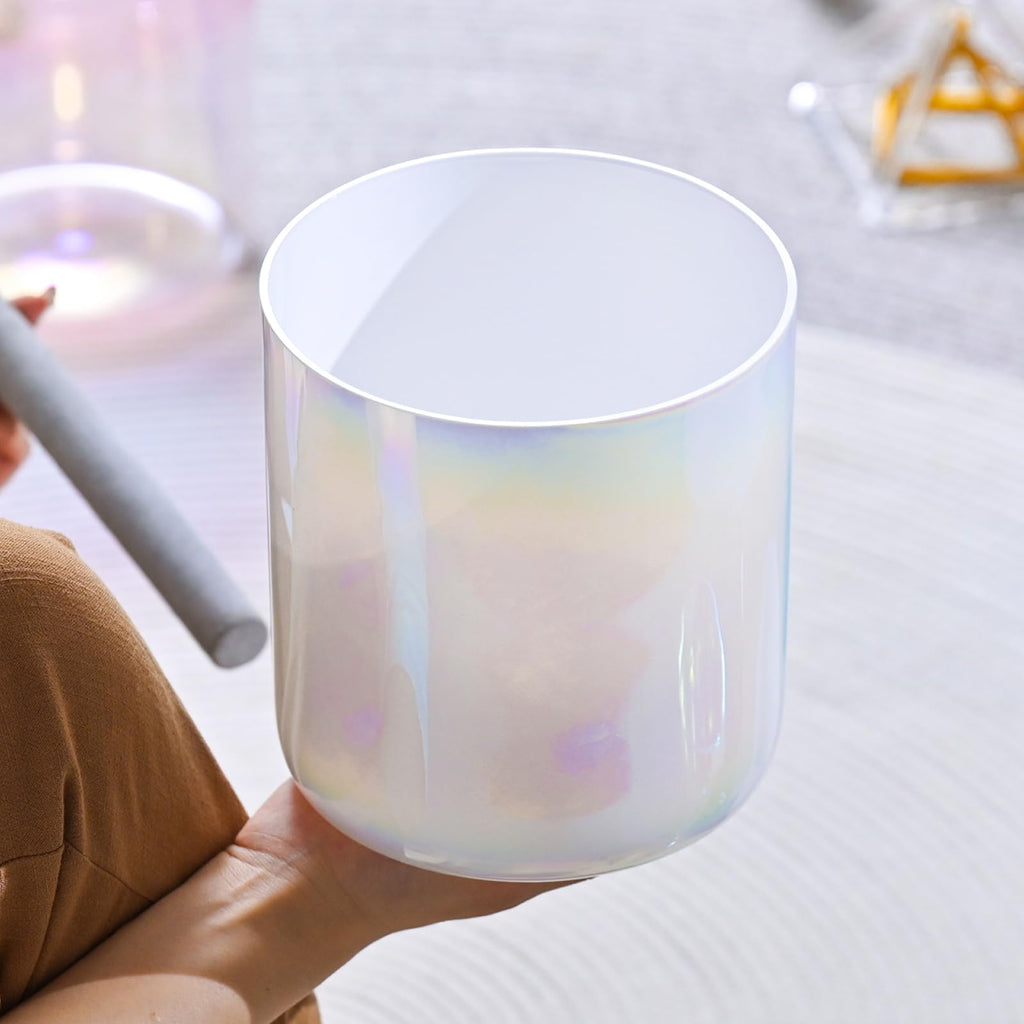6 Inch Sound Healing Crystal Singing Bowl Quartz Crystal Singing Pyramid Musical Instrument with Suede Stick