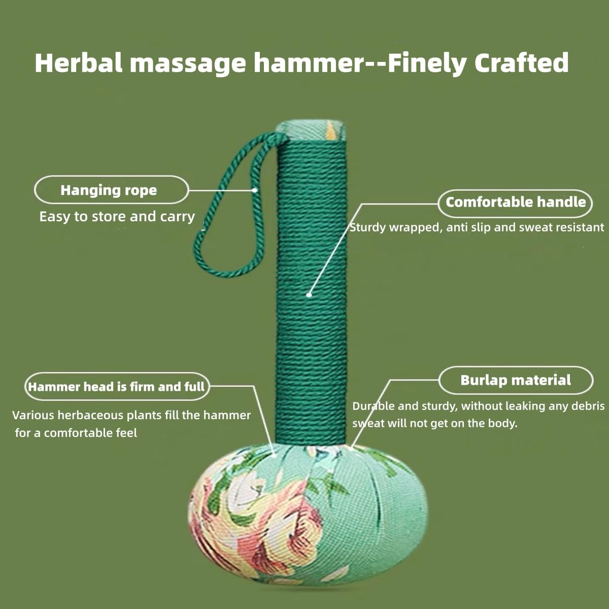 Long Size Lymphatic Drainage Hammer,Manual Body Massage Hammer,Back Knock Long Handheld Massage Hammer for Back Pain Relief 2pcs Green 12.5IN
