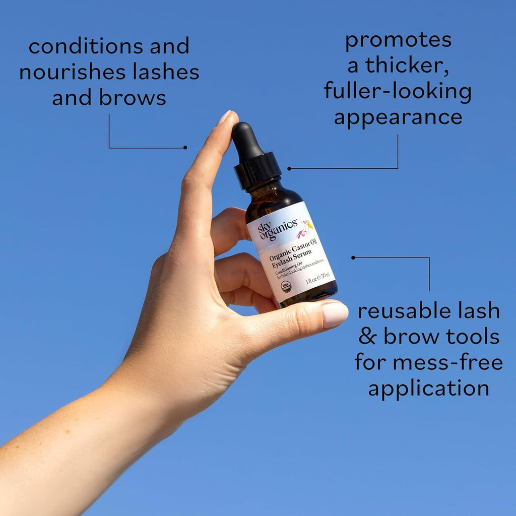 Sky Organics Castor Oil - USDA Certified Organic Hair Oil for Hair Growth, Skin, Face, Eyelashes - Cold Pressed & Hexane Free - Pure Organic Castor Oil Pack Wrap - Carrier & Hair Treatment Oil -16oz