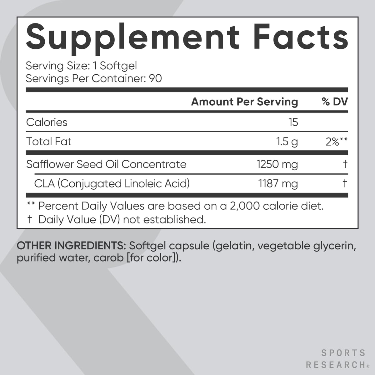 Sports Research CLA - 1250mg with Active Conjugated Linoleic Acid for Men and Women | Non-GMO, Soy & Gluten Free - 95% (180 Softgels)…