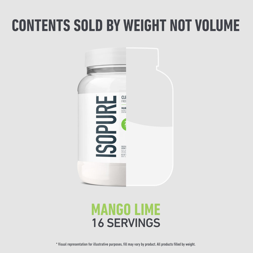 Isopure Clear Whey Isolate Protein Powder, Lactose Free, Gluten Free, Naturally Flavored, Mixed Berry, 20g Protein Per Serving, 14.1 Oz, 16 Servings (Packaging May Vary)