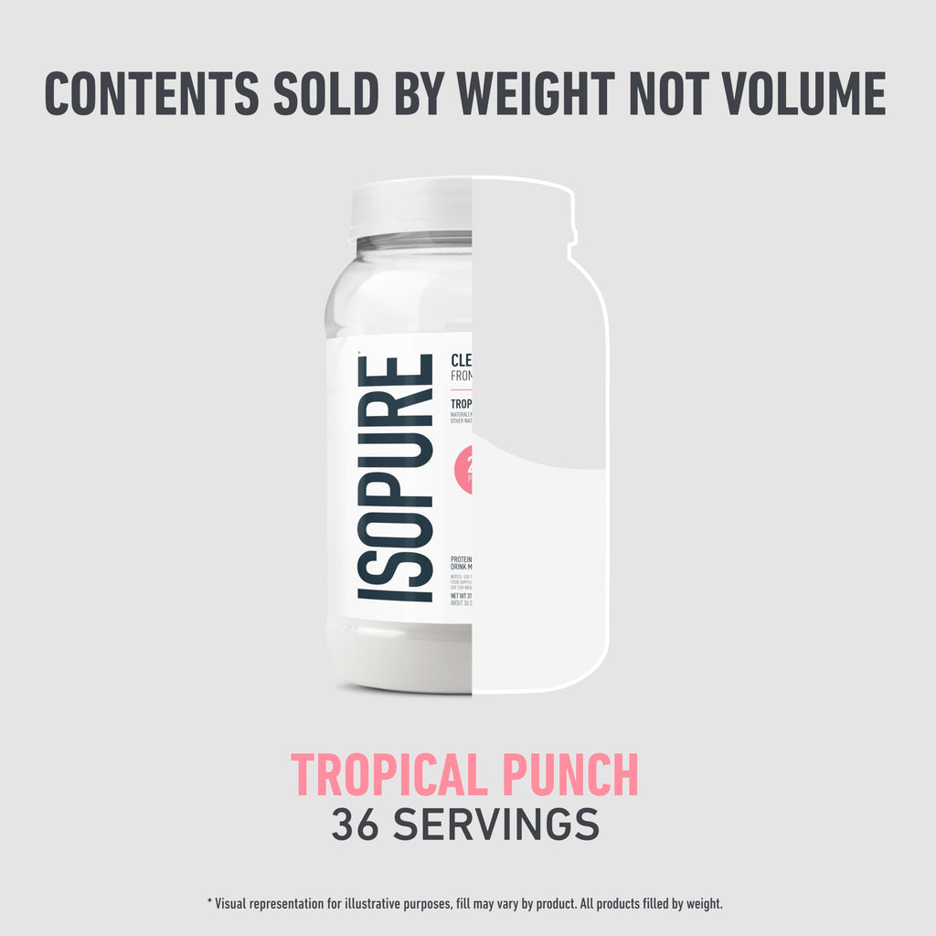 Isopure Clear Whey Isolate Protein Powder, Lactose Free, Gluten Free, Naturally Flavored, Mixed Berry, 20g Protein Per Serving, 14.1 Oz, 16 Servings (Packaging May Vary)