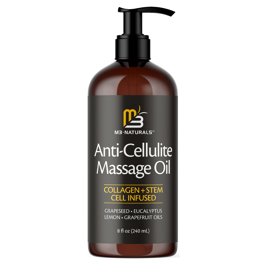 Firming Body Massage Oil with Collagen & Stem Cell – Helps Smooth The Appearance of Cellulite & Improve Skin Texture – Refreshing Aromatherapy Body Oil for Legs & Full Body – 16 Fl Oz