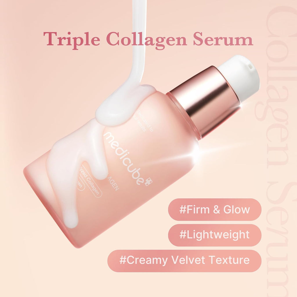 medicube Triple Collagen Nourish and Hydrate Duo: Triple Collagen Cream and Triple Collagen Serum | Niacinamide, Hyaluronic Acid for Glowing, Fimer-Looking Skin | Korean Skin Care