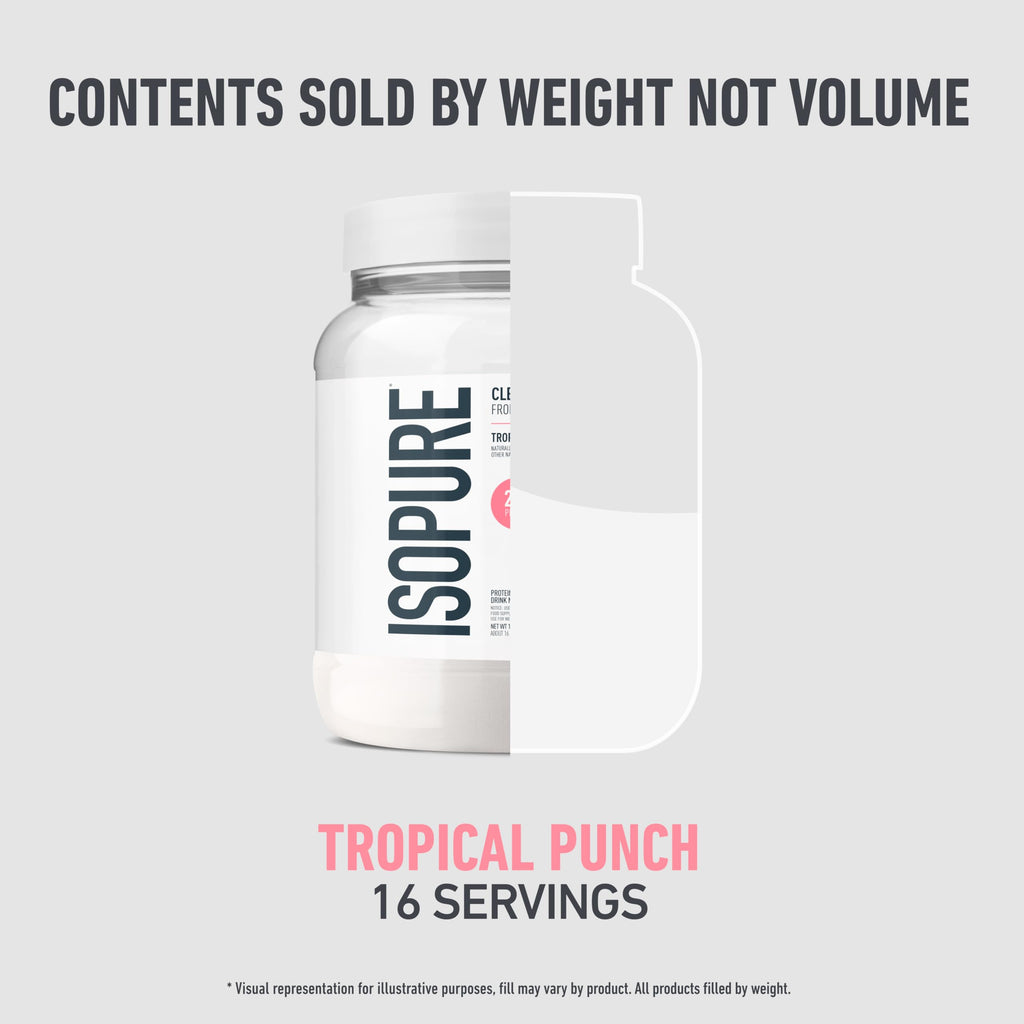 Isopure Clear Whey Isolate Protein Powder, Lactose Free, Gluten Free, Naturally Flavored, Mixed Berry, 20g Protein Per Serving, 14.1 Oz, 16 Servings (Packaging May Vary)