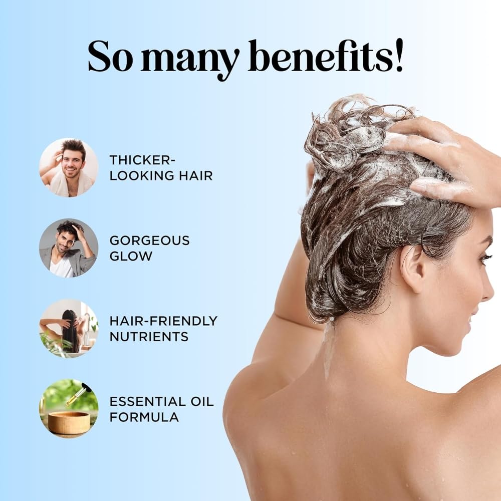 Rosemary and Biotin Shampoo for Thinning Hair - Vegan Volumizing Shampoo for Fine Hair with B Vitamins Argan Oil & Tea Tree Essential Oil - Paraben Silicone and Sulfate Free Vegan Formula (8 Fl Oz)