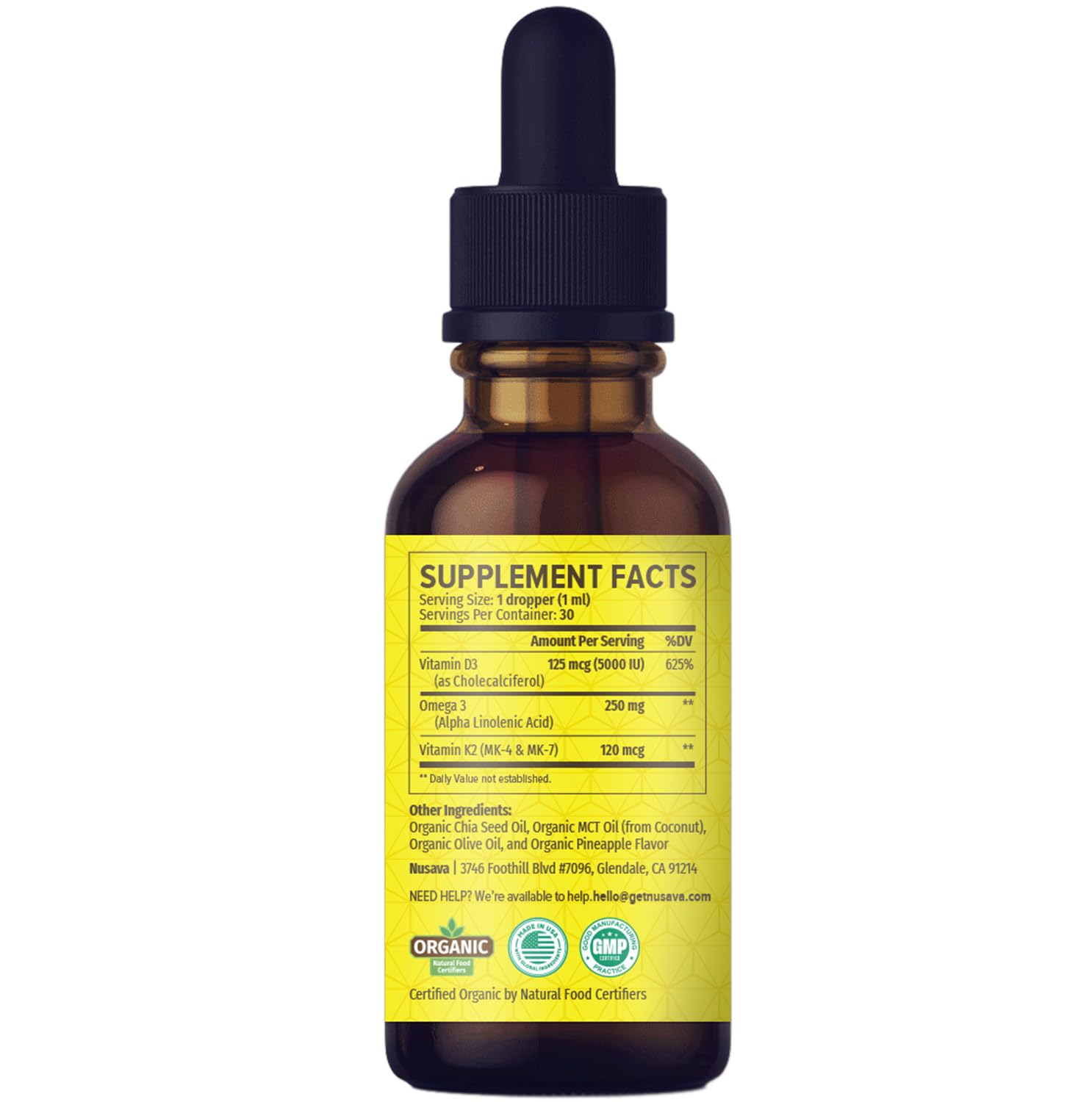 (2 Pack) Organic Vitamin D3 K2 Drops with MCT Oil Omega 3, 5000 IU, Maximum Strength Vitamin D Liquid, No Fillers, Non-GMO Liquid D3 for Faster Absorption and Immune Support (Unflavored, 2 Fl Oz)