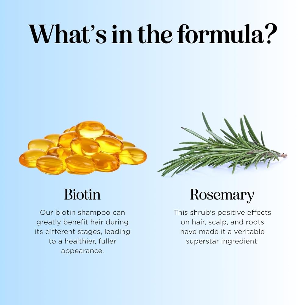 Rosemary and Biotin Shampoo for Thinning Hair - Vegan Volumizing Shampoo for Fine Hair with B Vitamins Argan Oil & Tea Tree Essential Oil - Paraben Silicone and Sulfate Free Vegan Formula (8 Fl Oz)
