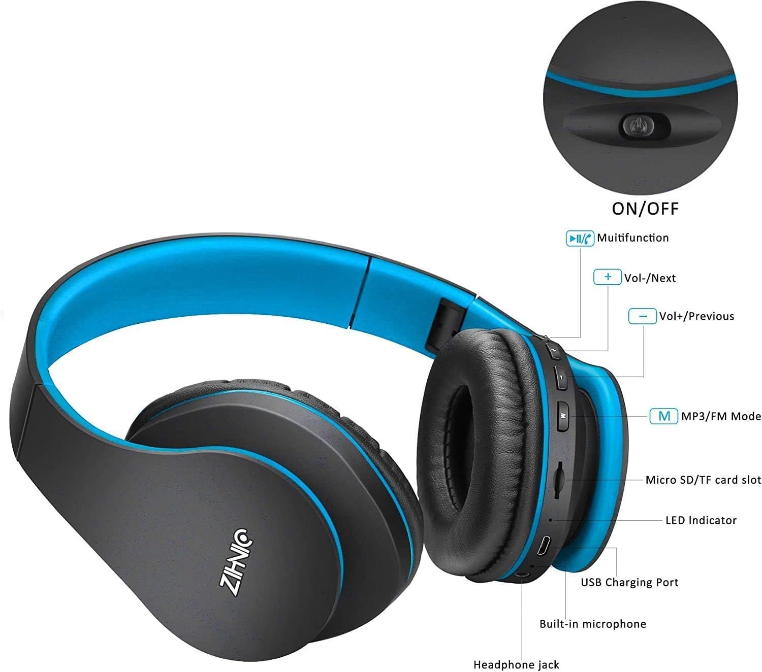 ZIHNIC Bluetooth Headphones Over-Ear, Foldable Wireless and Wired Stereo Headset Micro SD/TF, FM for Cell Phone,PC,Soft Earmuffs &Light Weight for Prolonged Wearing(Rose Gold)