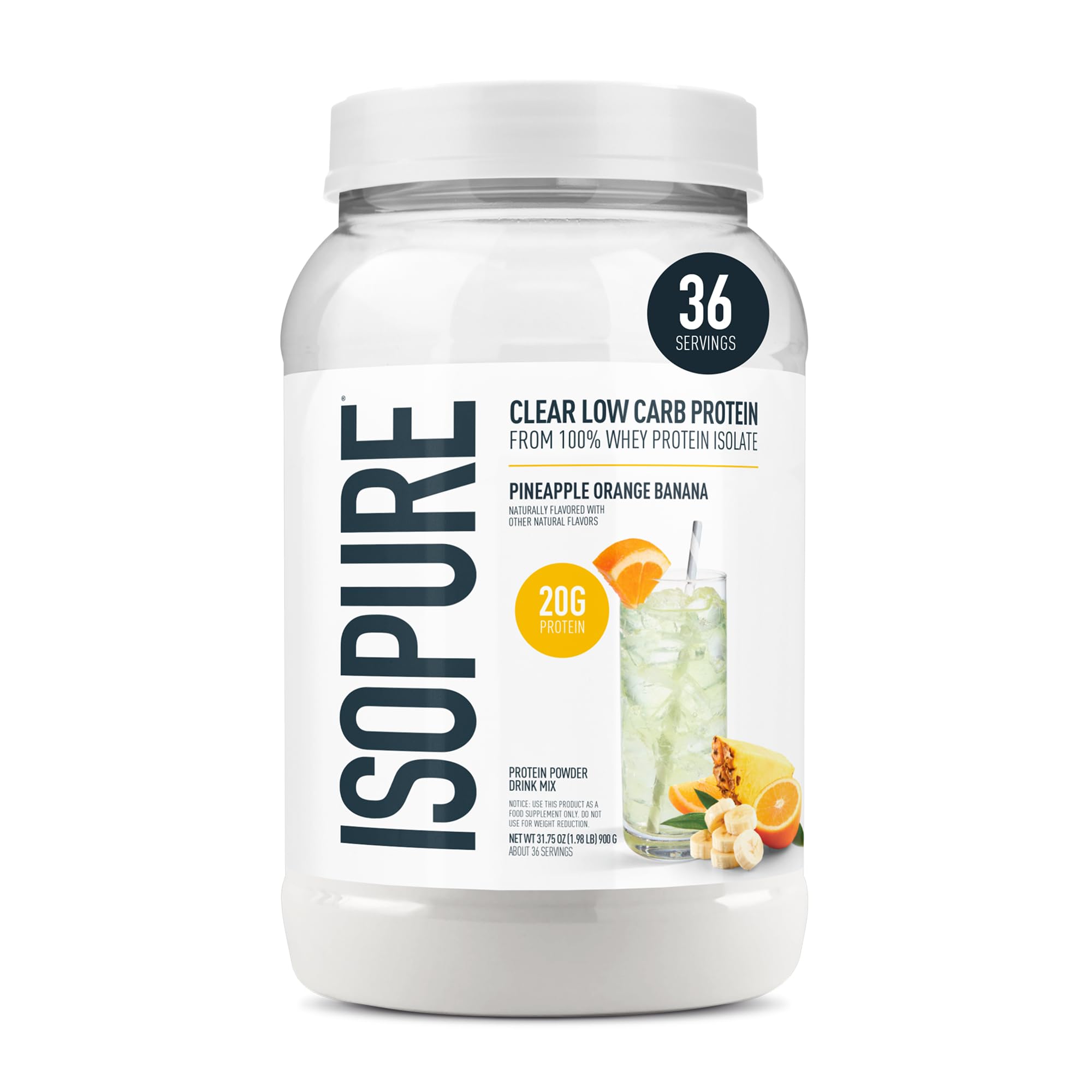 Isopure Clear Whey Isolate Protein Powder, Lactose Free, Gluten Free, Naturally Flavored, Mixed Berry, 20g Protein Per Serving, 14.1 Oz, 16 Servings (Packaging May Vary)