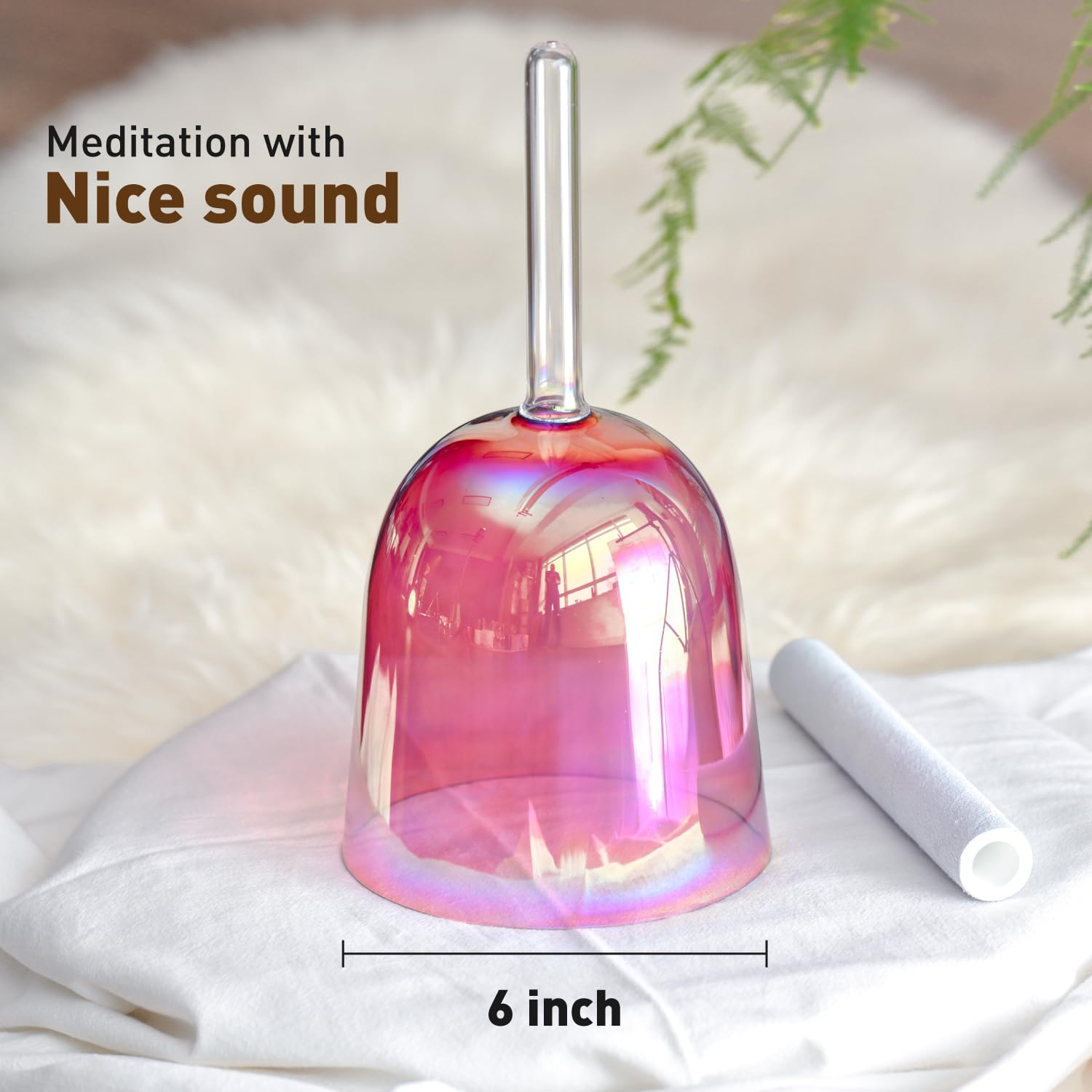 6 Inch Sound Healing Crystal Singing Bowl Quartz Crystal Singing Pyramid Musical Instrument with Suede Stick