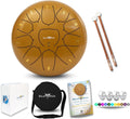 The Balmy Drum - 11 Note 10 Inch Steel Tongue Drum, Steel Drum Instrument, Drums For Children and Adults, Balmy Drum Set for Kids with Music Book, Handpan, Mallet and Carry Bag (Gold)