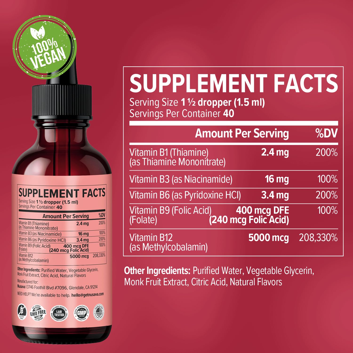 (2 Pack) Vitamin B12 and B6 Liquid Drops, B12 Sublingual Vitamin B Complex - B 12 Vitamin 5000mcg - B12 Methylcobalamin for Energy, Brain, and Heart Support with 27,200 mcg, Raspberry, 80 Servings