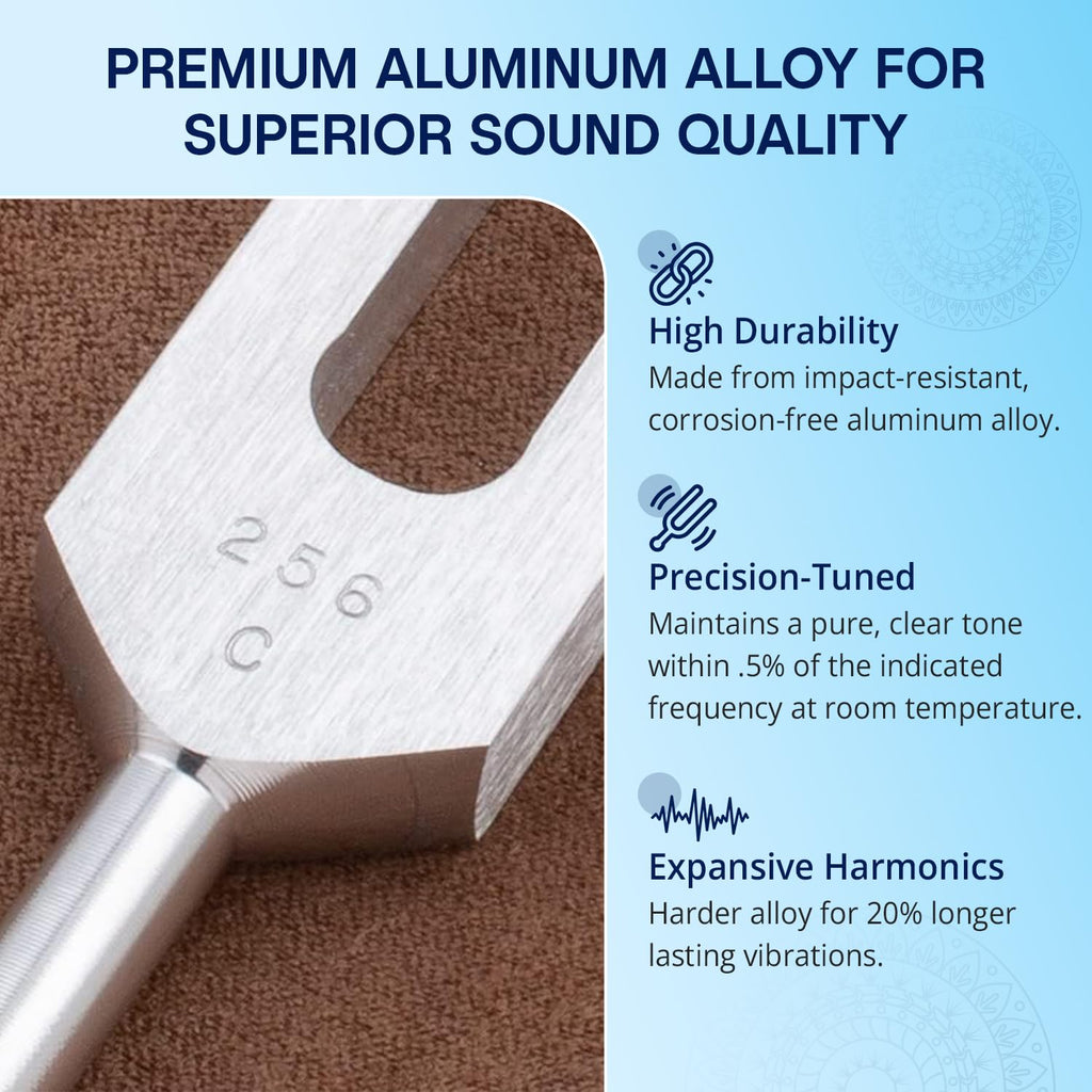 Solfeggio Tuning Forks Set for Healing – 9 Chakra Frequencies 174Hz to 963Hz | Precision-Machined Aluminum Alloy | Made in USA | Chakra Healing, Sound Therapy, Reiki, Yoga, Energy Balancing Tools.