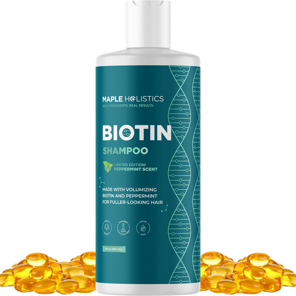 Rosemary and Biotin Shampoo for Thinning Hair - Vegan Volumizing Shampoo for Fine Hair with B Vitamins Argan Oil & Tea Tree Essential Oil - Paraben Silicone and Sulfate Free Vegan Formula (8 Fl Oz)