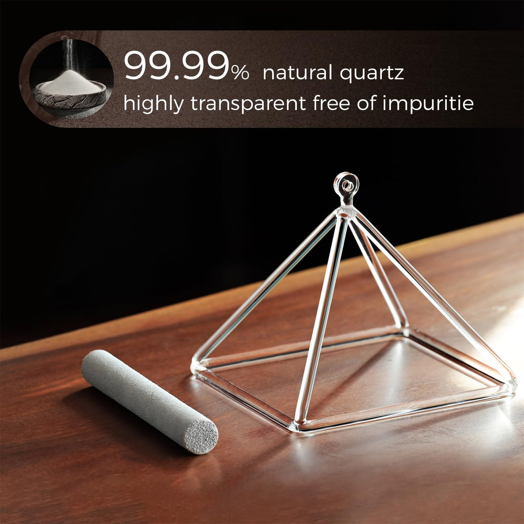 6 Inch Sound Healing Crystal Singing Bowl Quartz Crystal Singing Pyramid Musical Instrument with Suede Stick