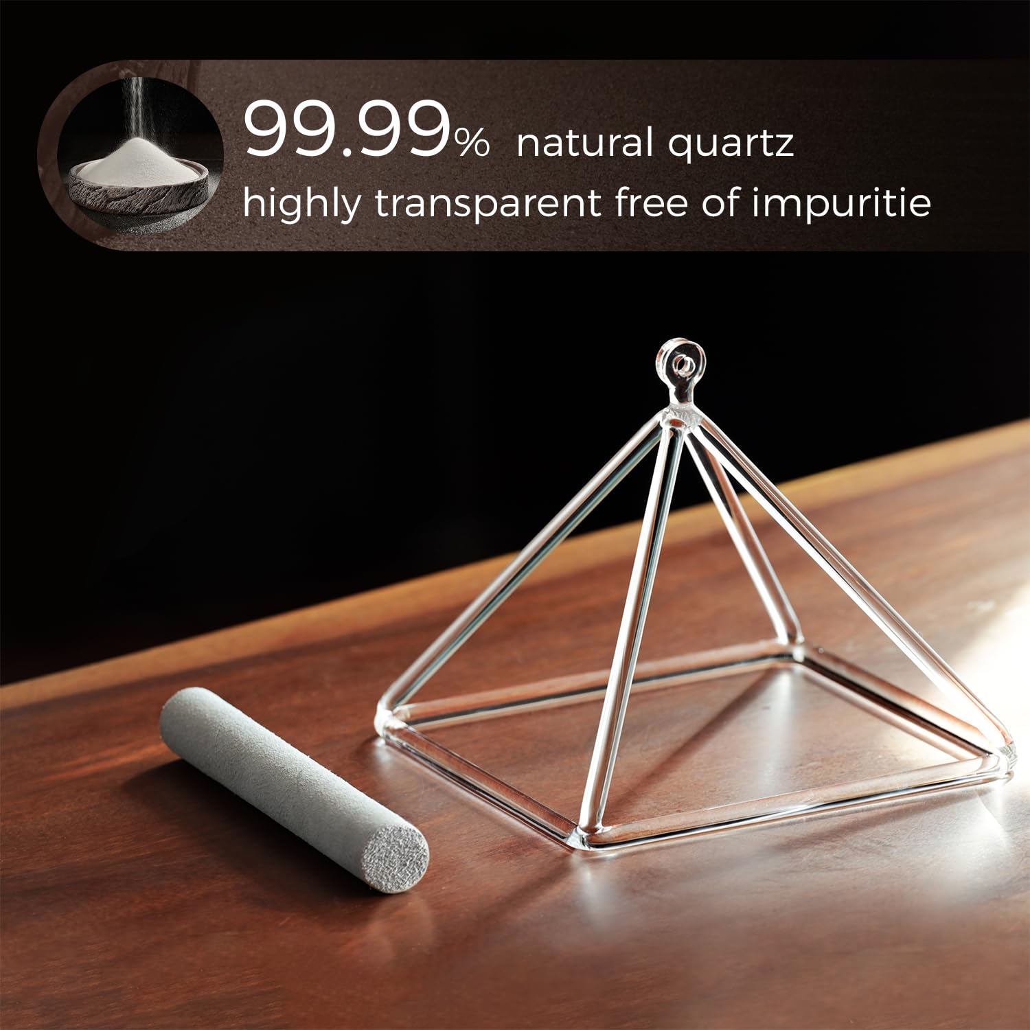 6 Inch Sound Healing Crystal Singing Bowl Quartz Crystal Singing Pyramid Musical Instrument with Suede Stick