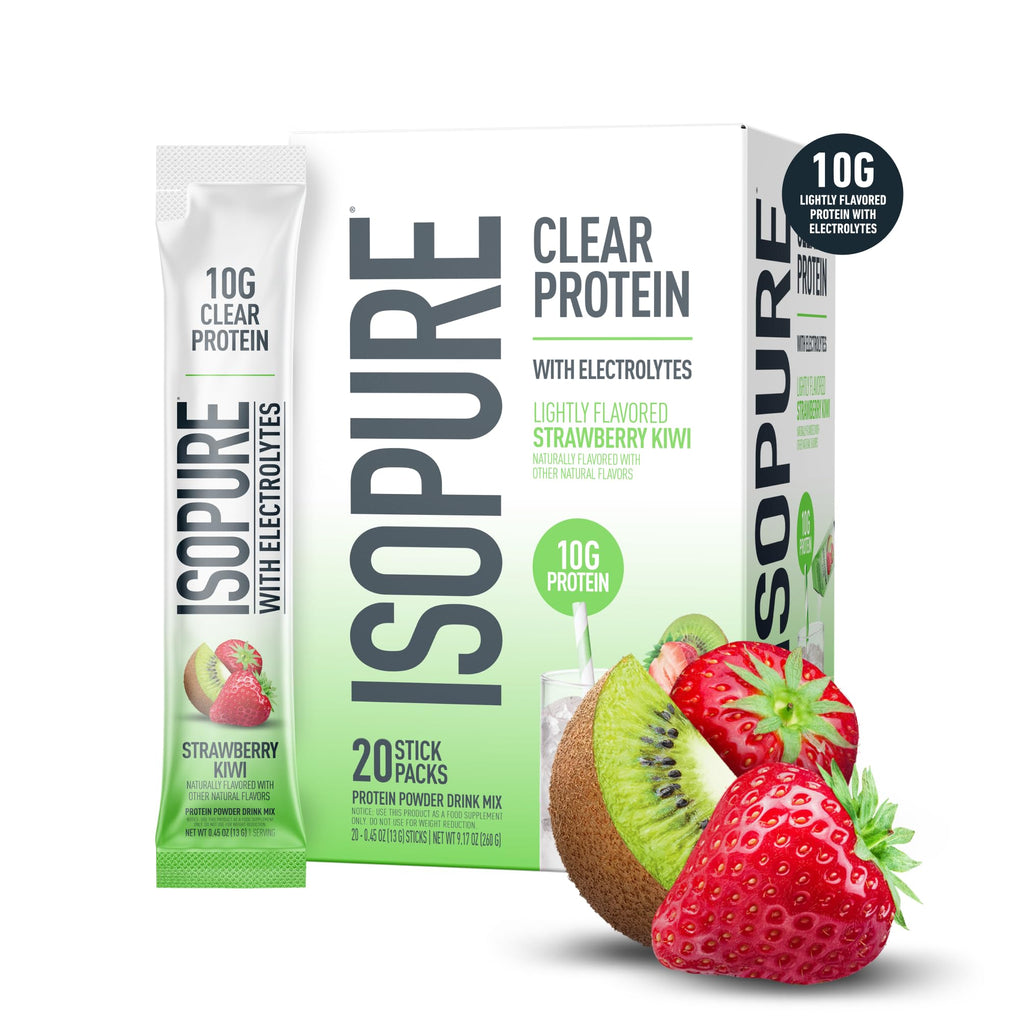 Isopure Clear Whey Isolate Protein Powder, Lactose Free, Gluten Free, Naturally Flavored, Mixed Berry, 20g Protein Per Serving, 14.1 Oz, 16 Servings (Packaging May Vary)