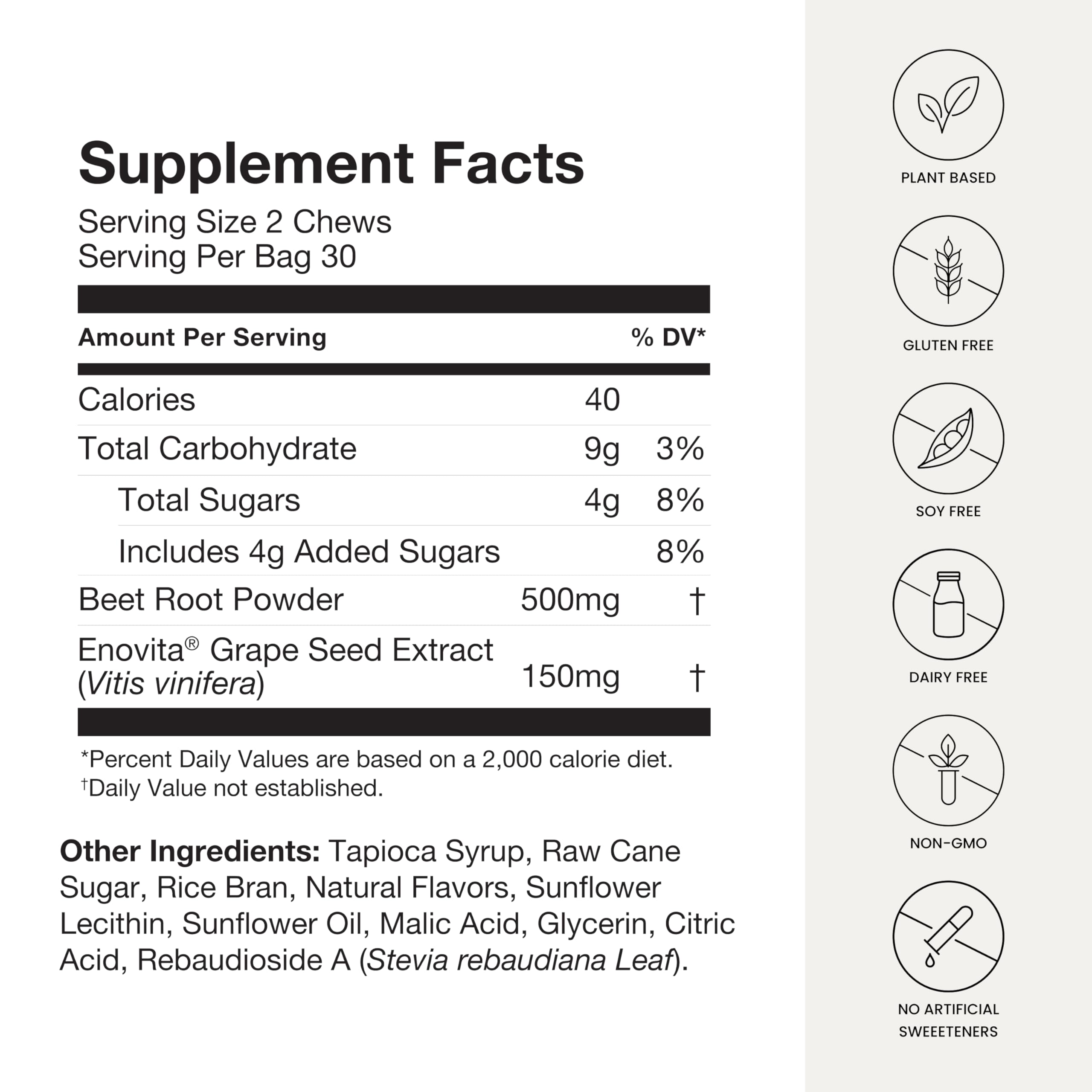 Humann SuperBeets Heart Chews, Nitric Oxide and Blood Pressure Support, Grape Seed Extract & Non-GMO Beet Root Powder Energy, Pomegranate Berry Flavor, 120 Count