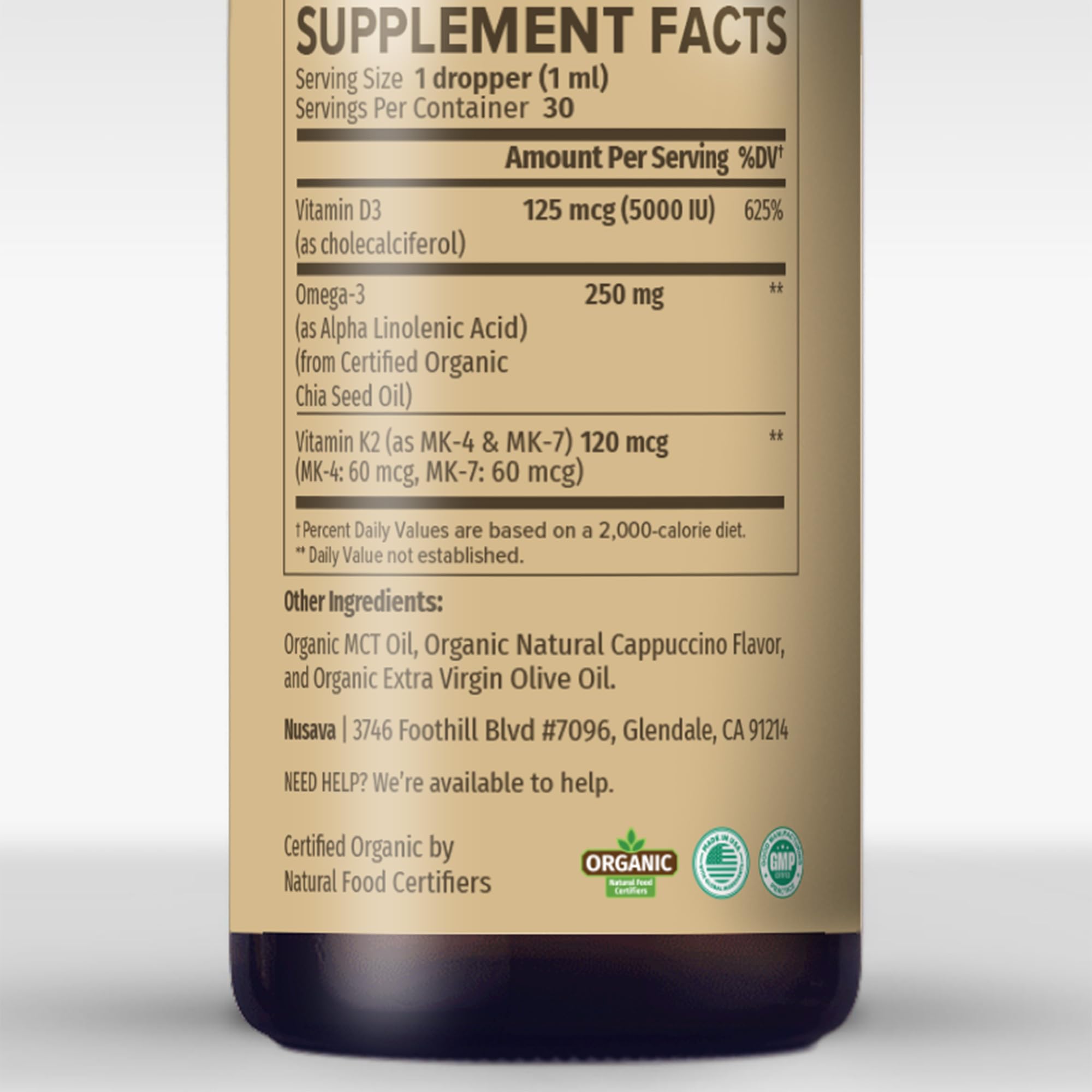 (2 Pack) Organic Vitamin D3 K2 Drops with MCT Oil Omega 3, 5000 IU, Maximum Strength Vitamin D Liquid, No Fillers, Non-GMO Liquid D3 for Faster Absorption and Immune Support (Unflavored, 2 Fl Oz)