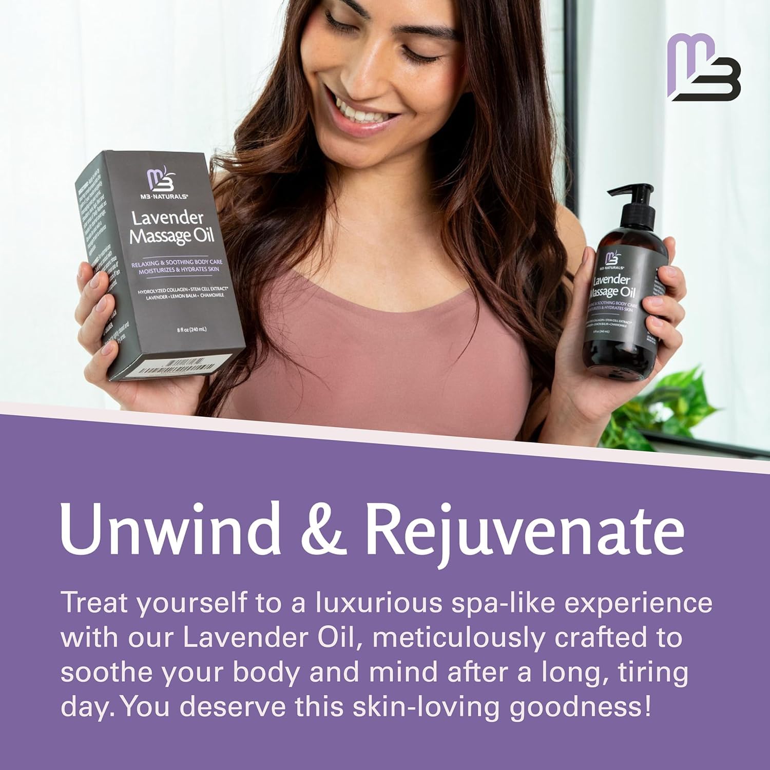 Firming Body Massage Oil with Collagen & Stem Cell – Helps Smooth The Appearance of Cellulite & Improve Skin Texture – Refreshing Aromatherapy Body Oil for Legs & Full Body – 16 Fl Oz