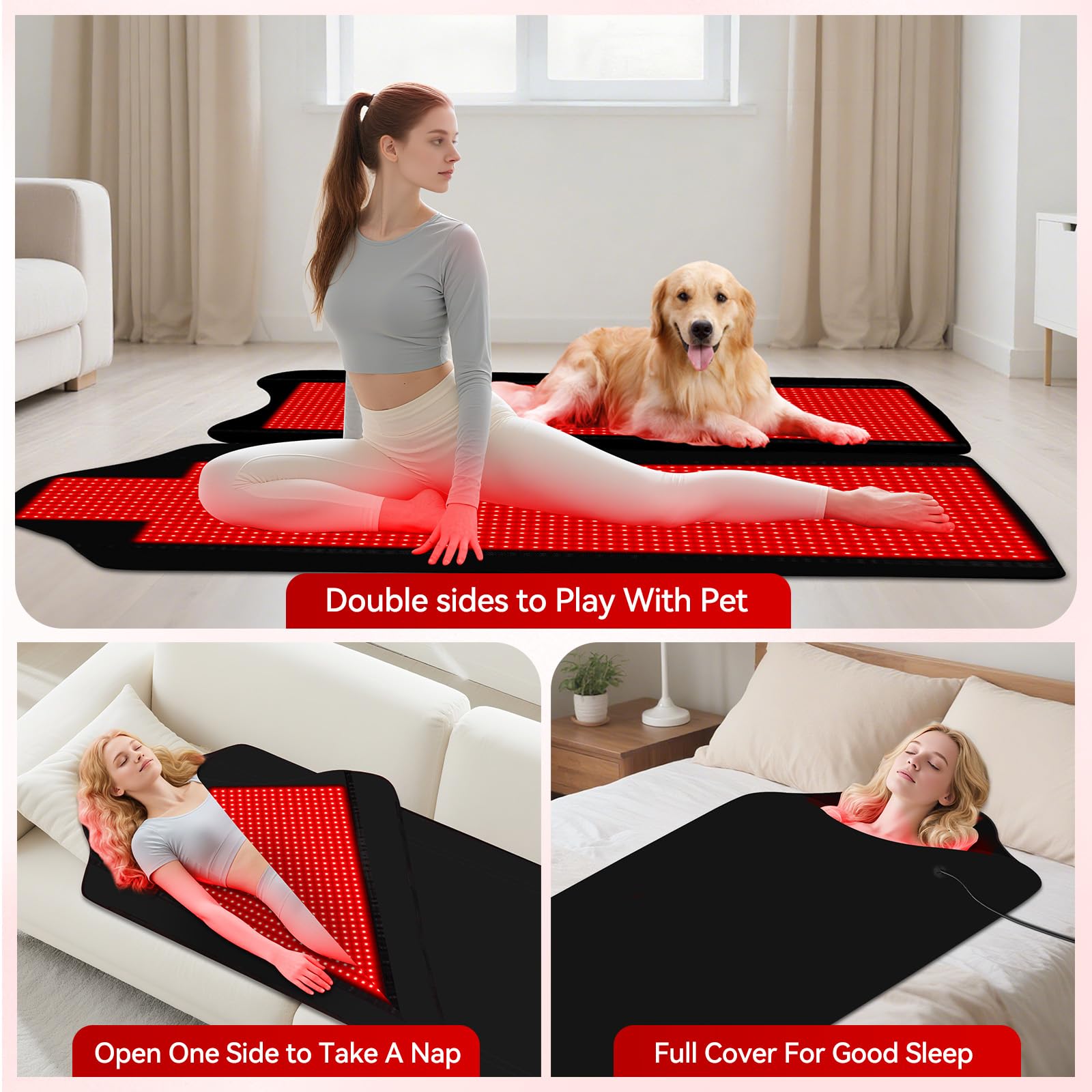 Red Light Therapy for Body,74" x 77.2" Large 2705 LEDs Dual Wavelength (660nm & 850nm) Infrared Therapy Pad, Home Wellness Blanket for Muscle Comfort Skin Rejuvenation