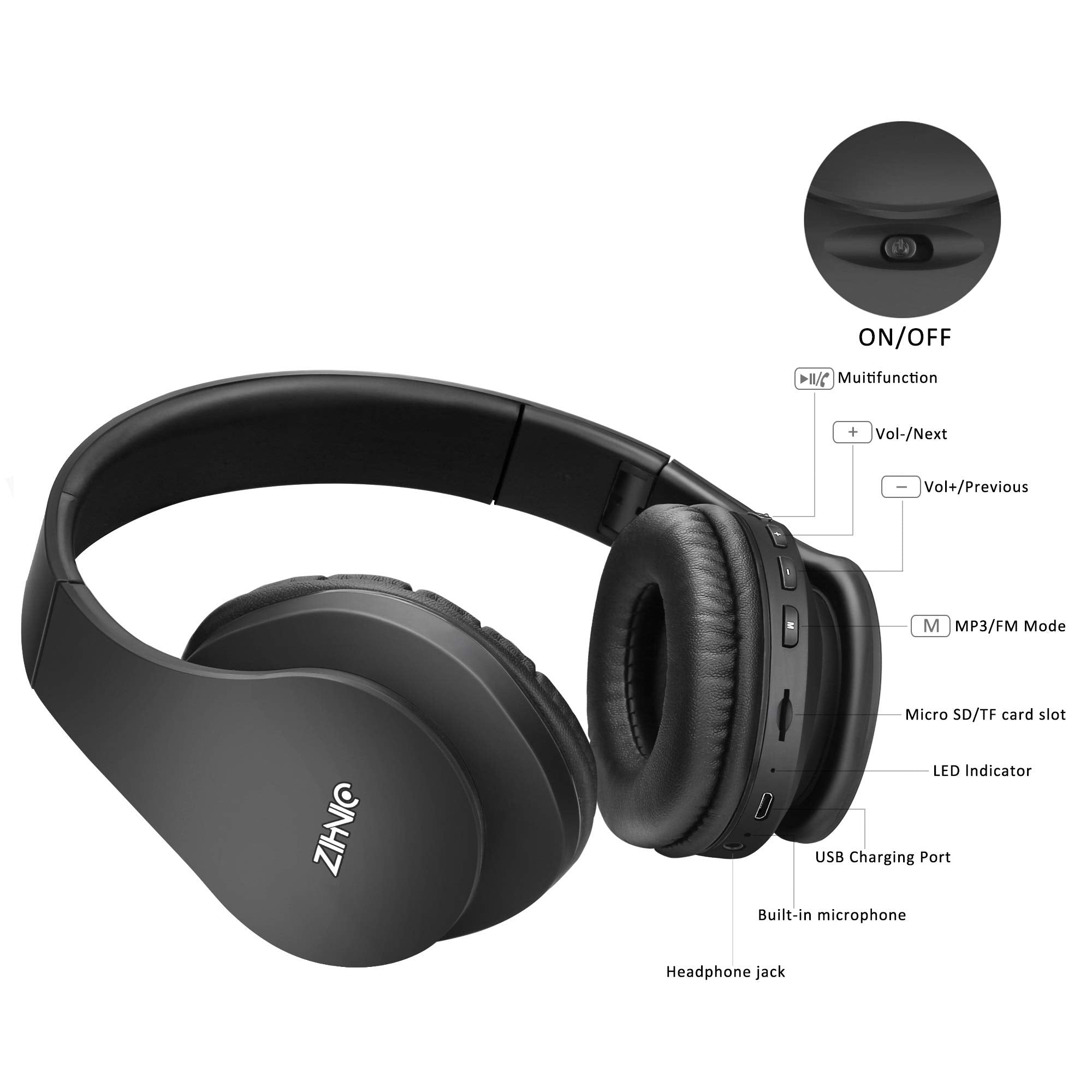 ZIHNIC Bluetooth Headphones Over-Ear, Foldable Wireless and Wired Stereo Headset Micro SD/TF, FM for Cell Phone,PC,Soft Earmuffs &Light Weight for Prolonged Wearing(Rose Gold)