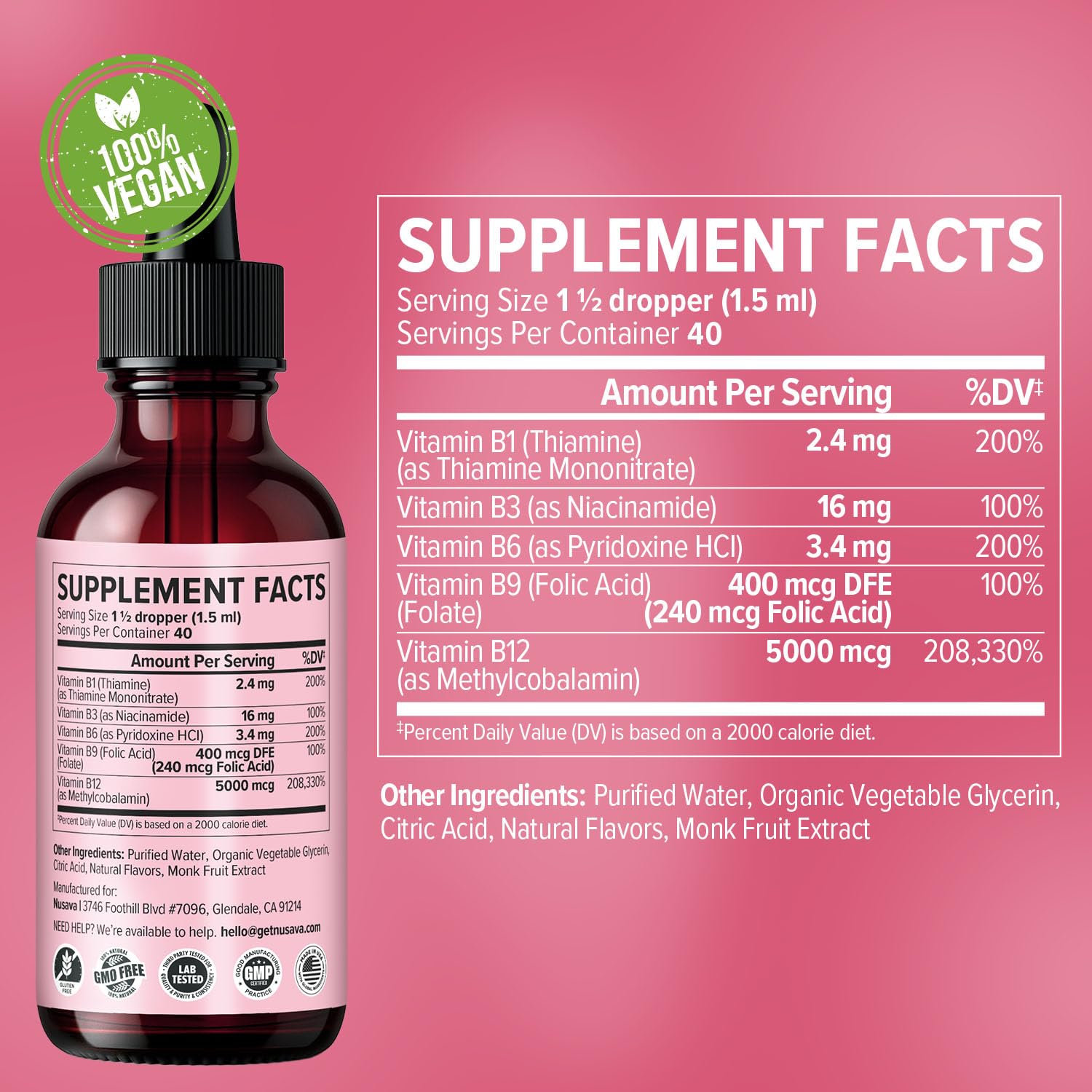 (2 Pack) Vitamin B12 and B6 Liquid Drops, B12 Sublingual Vitamin B Complex - B 12 Vitamin 5000mcg - B12 Methylcobalamin for Energy, Brain, and Heart Support with 27,200 mcg, Raspberry, 80 Servings