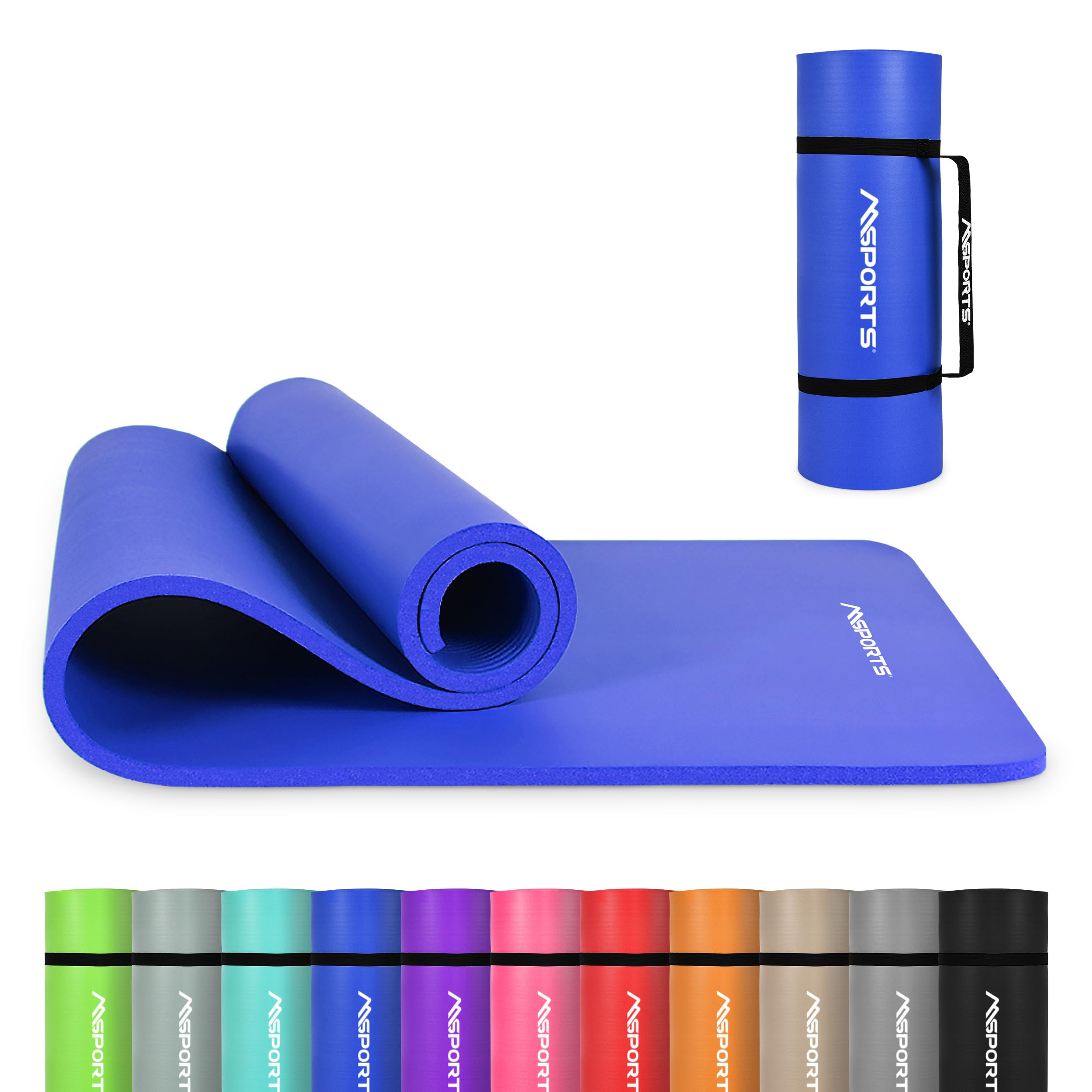 Yoga Mat Premium Non Slip Thick – Extra Comfortable Exercise Mat for Home Workouts, Pilates, Stretching & Gym – Cushioned NBR Foam, Gym Mat with Strap, for Women & Men