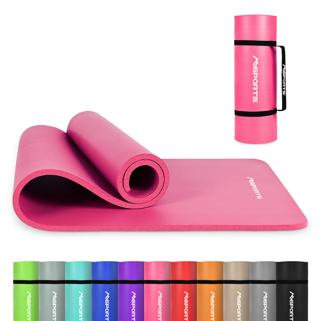 Yoga Mat Premium Non Slip Thick – Extra Comfortable Exercise Mat for Home Workouts, Pilates, Stretching & Gym – Cushioned NBR Foam, Gym Mat with Strap, for Women & Men