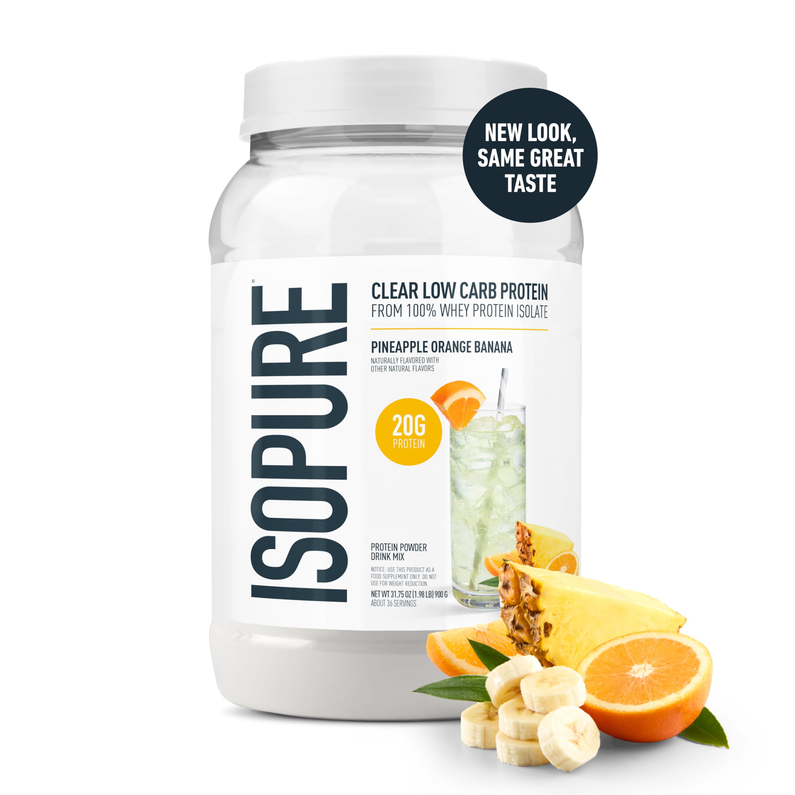 Isopure Clear Whey Isolate Protein Powder, Lactose Free, Gluten Free, Naturally Flavored, Mixed Berry, 20g Protein Per Serving, 14.1 Oz, 16 Servings (Packaging May Vary)