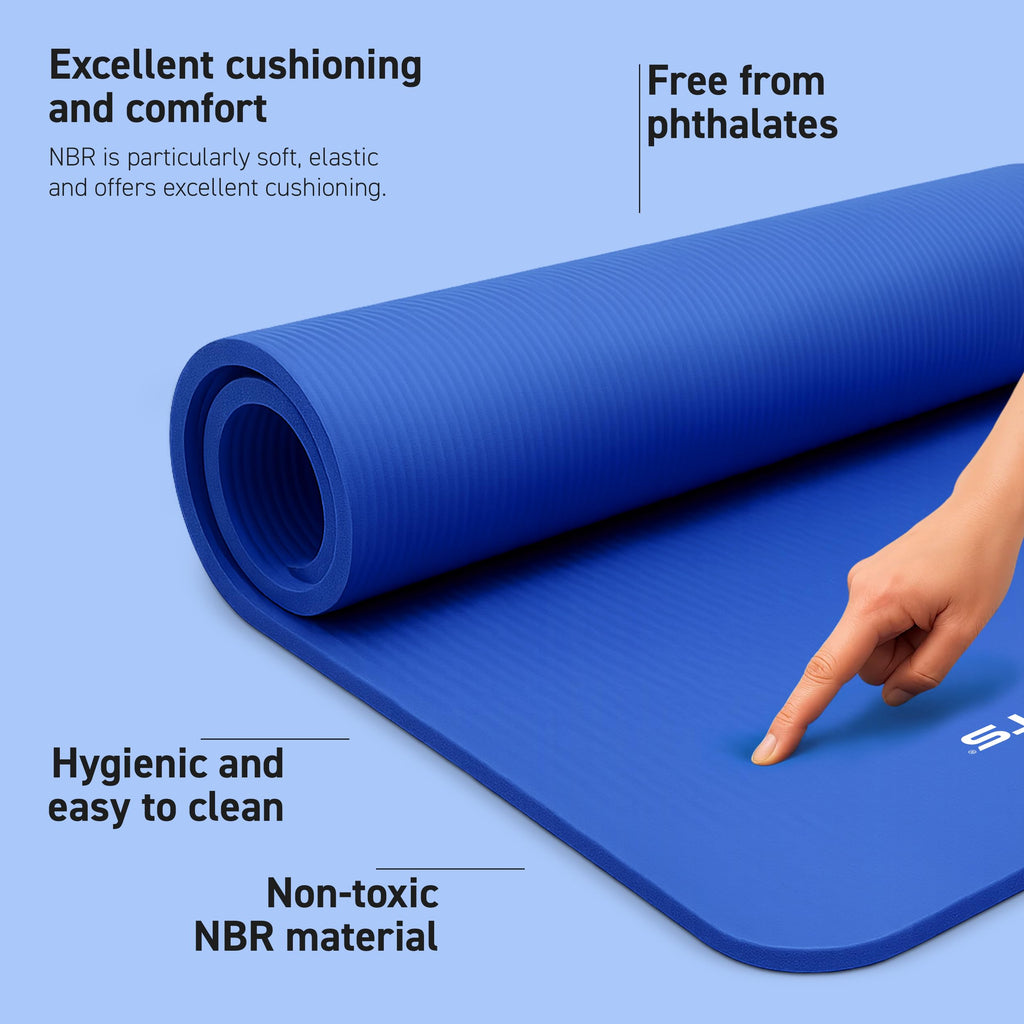 Yoga Mat Premium Non Slip Thick – Extra Comfortable Exercise Mat for Home Workouts, Pilates, Stretching & Gym – Cushioned NBR Foam, Gym Mat with Strap, for Women & Men