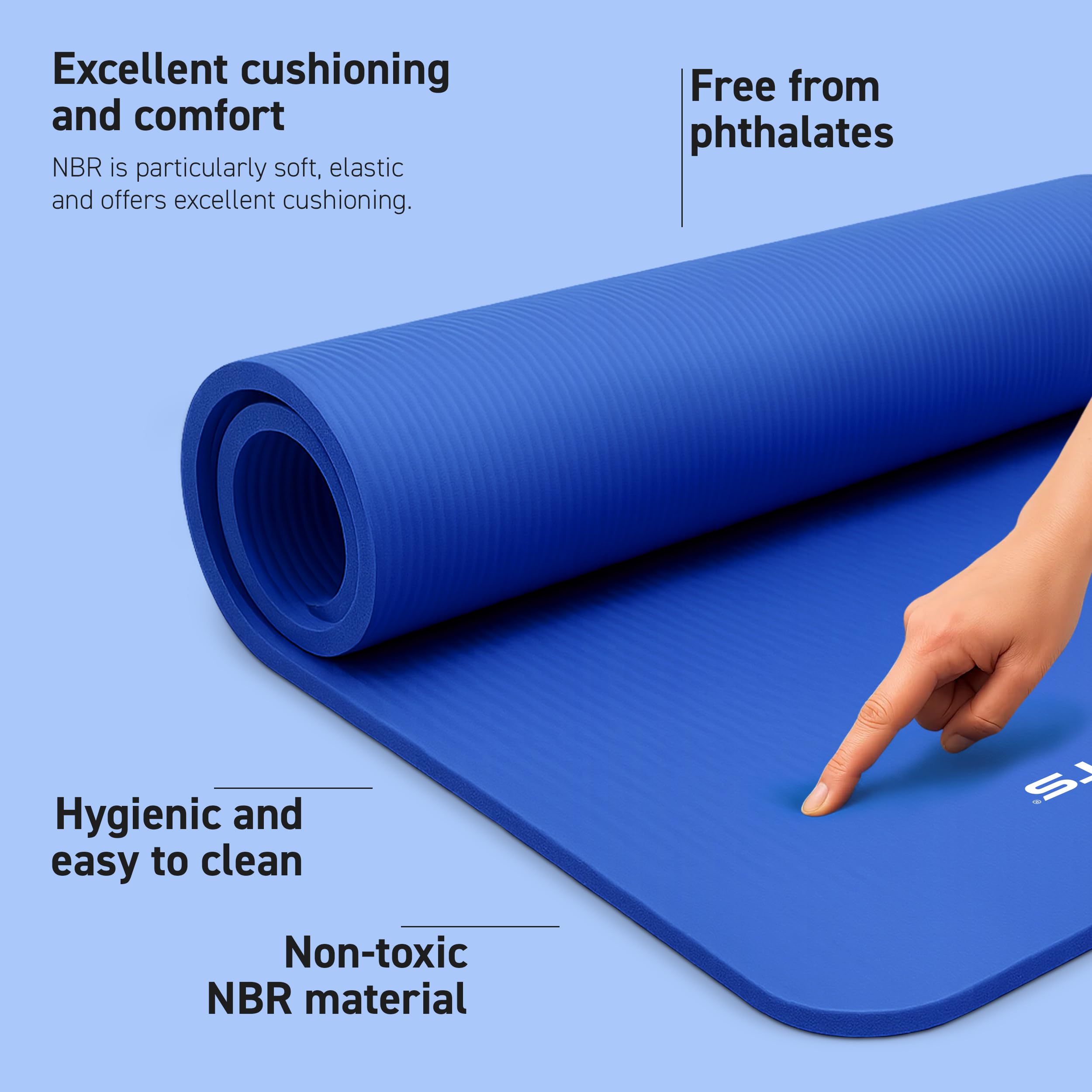 Yoga Mat Premium Non Slip Thick – Extra Comfortable Exercise Mat for Home Workouts, Pilates, Stretching & Gym – Cushioned NBR Foam, Gym Mat with Strap, for Women & Men