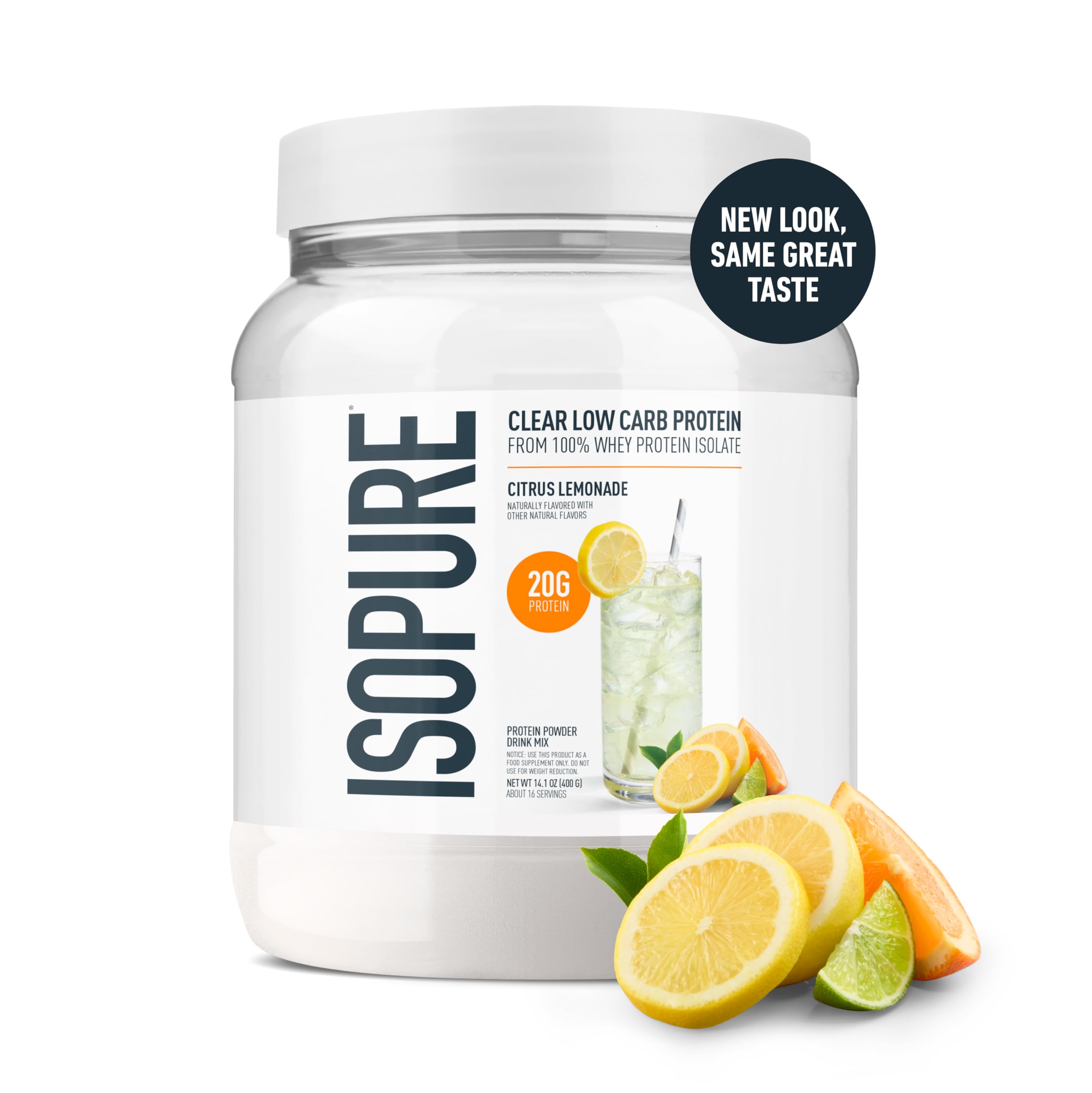 Isopure Clear Whey Isolate Protein Powder, Lactose Free, Gluten Free, Naturally Flavored, Mixed Berry, 20g Protein Per Serving, 14.1 Oz, 16 Servings (Packaging May Vary)