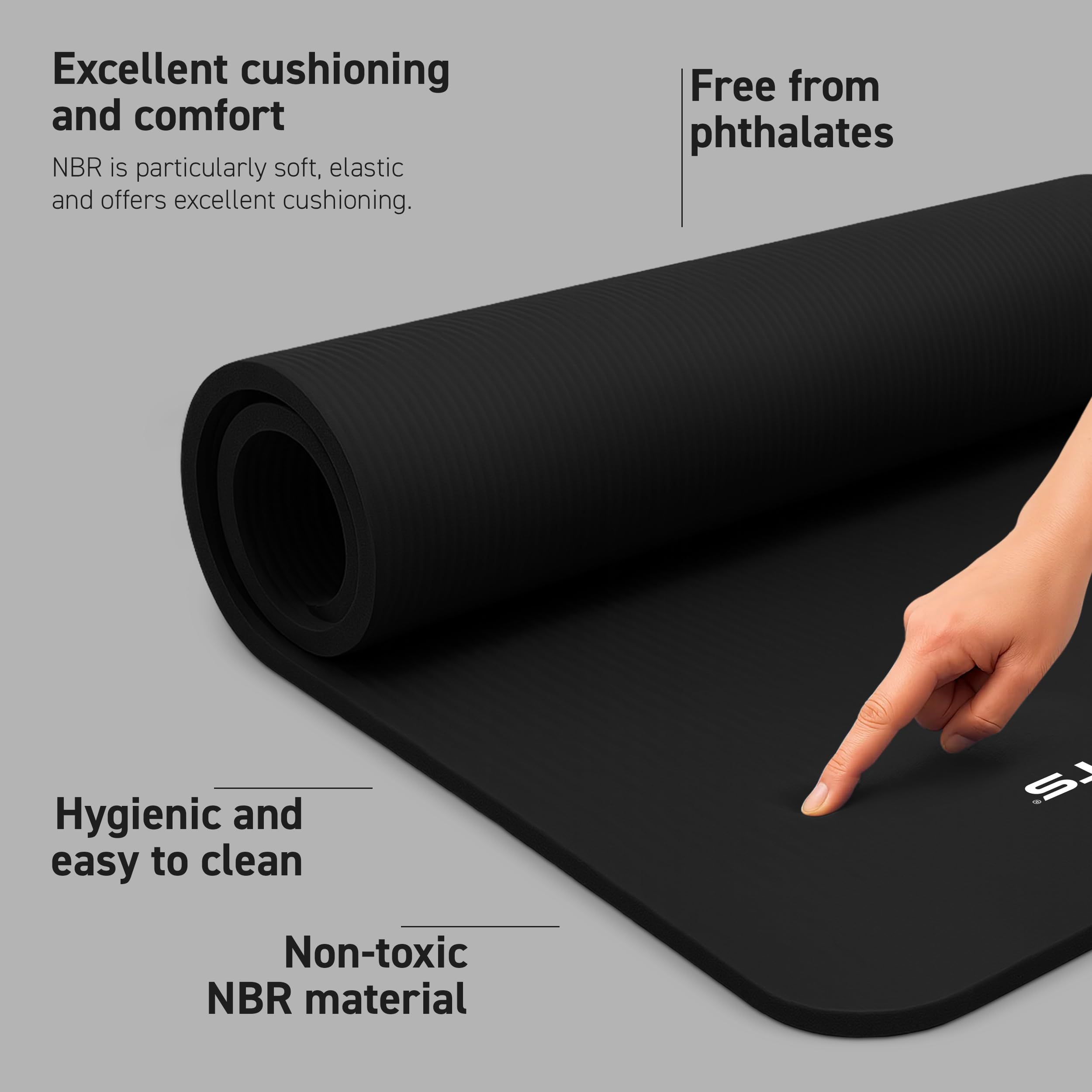 Yoga Mat Premium Non Slip Thick – Extra Comfortable Exercise Mat for Home Workouts, Pilates, Stretching & Gym – Cushioned NBR Foam, Gym Mat with Strap, for Women & Men