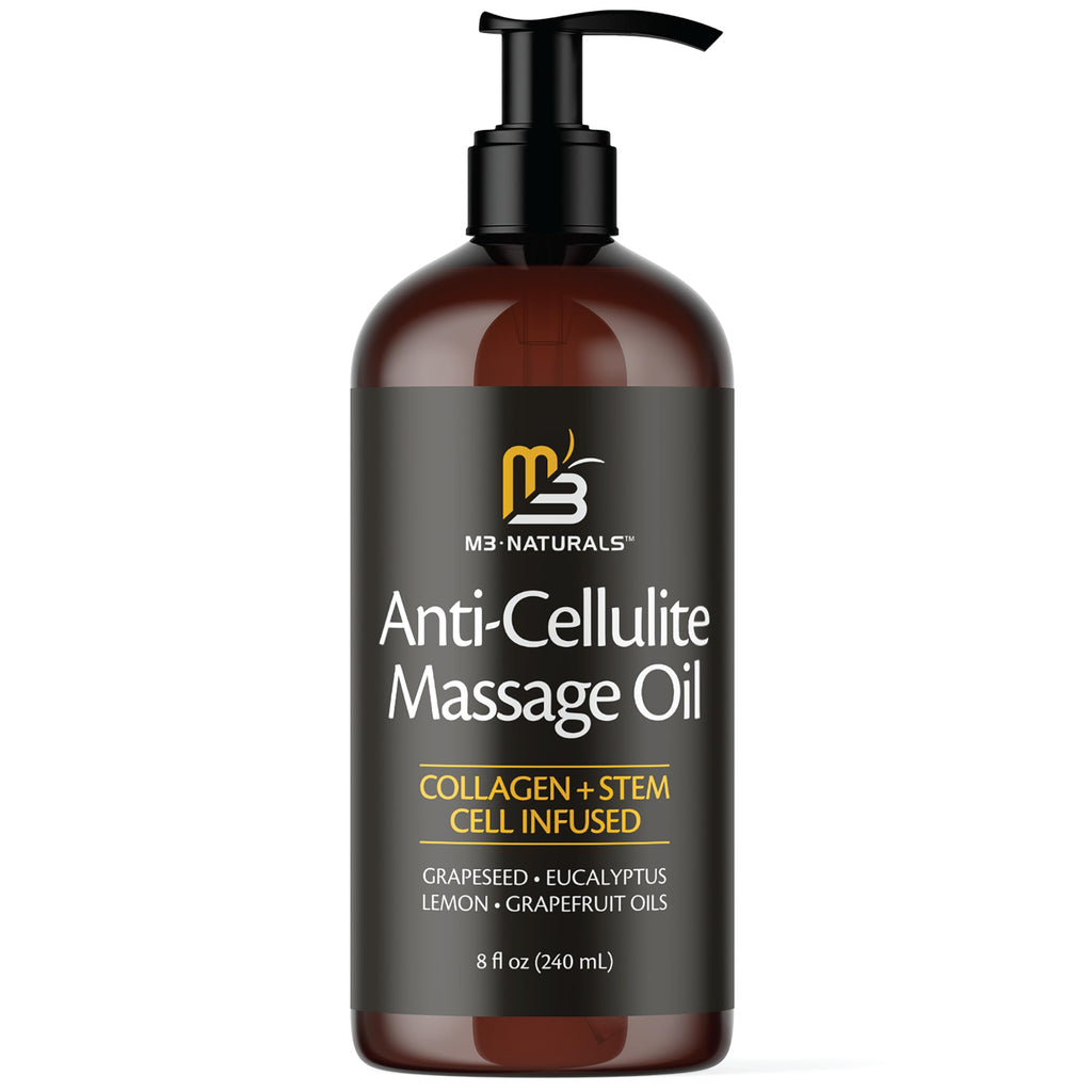 Firming Body Massage Oil with Collagen & Stem Cell – Helps Smooth The Appearance of Cellulite & Improve Skin Texture – Refreshing Aromatherapy Body Oil for Legs & Full Body – 16 Fl Oz