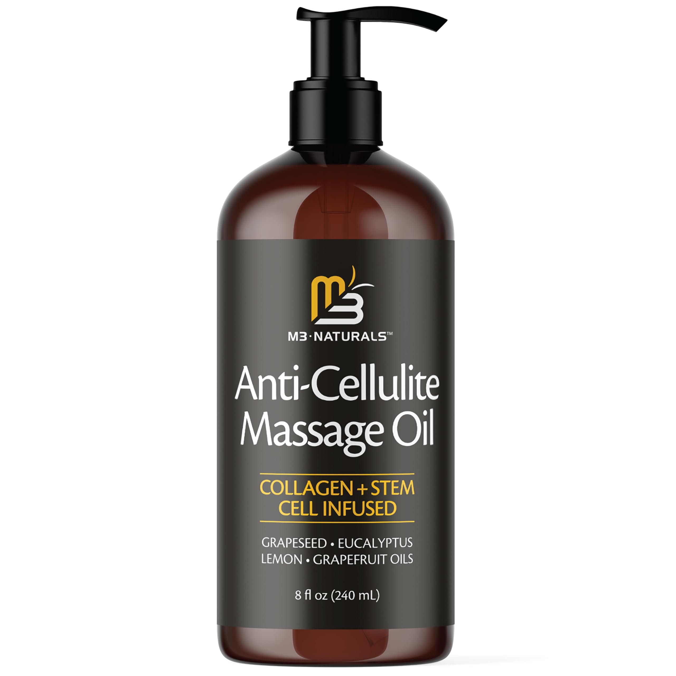 Firming Body Massage Oil with Collagen & Stem Cell – Helps Smooth The Appearance of Cellulite & Improve Skin Texture – Refreshing Aromatherapy Body Oil for Legs & Full Body – 16 Fl Oz