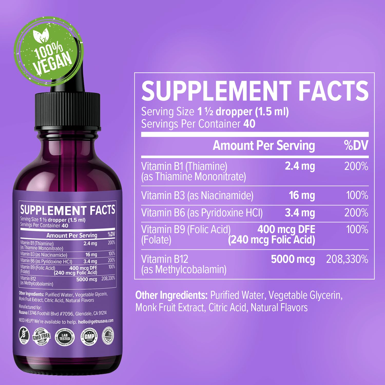 (2 Pack) Vitamin B12 and B6 Liquid Drops, B12 Sublingual Vitamin B Complex - B 12 Vitamin 5000mcg - B12 Methylcobalamin for Energy, Brain, and Heart Support with 27,200 mcg, Raspberry, 80 Servings