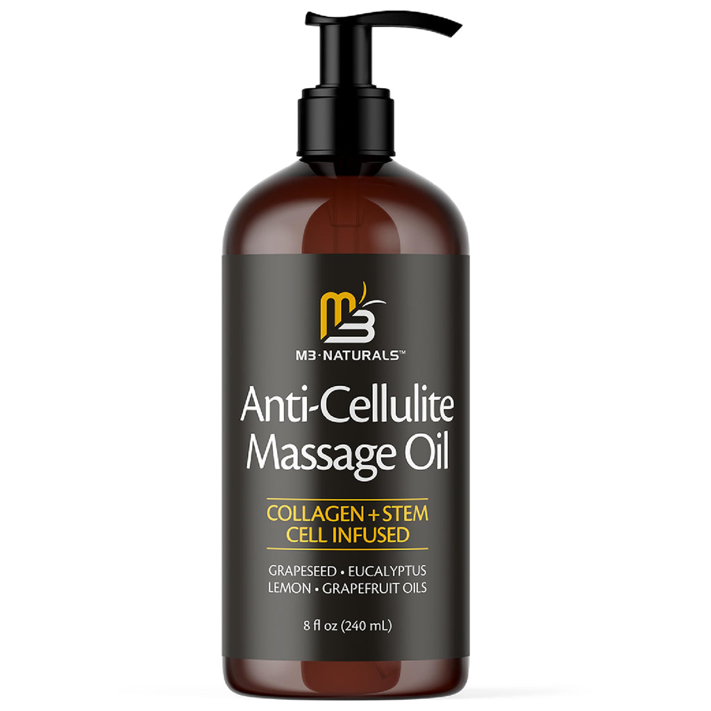 Firming Body Massage Oil with Collagen & Stem Cell – Helps Smooth The Appearance of Cellulite & Improve Skin Texture – Refreshing Aromatherapy Body Oil for Legs & Full Body – 16 Fl Oz